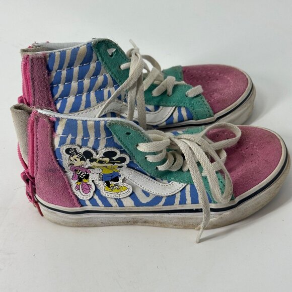 Disney Vans Kids High-Top Sneakers Size 11 With Minnie & Mickey Design Zipper Cl - Picture 2 of 6